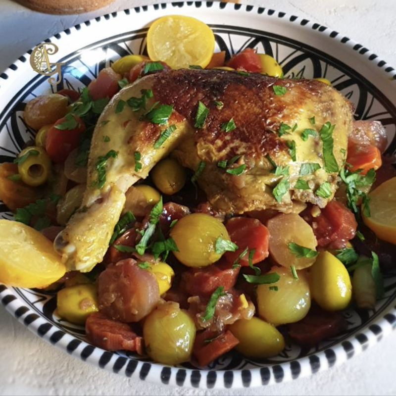 Tagine poulet olives 